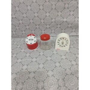 Vintage Mirro Sunbeam Kitchen Egg Timers Red White Retro Cooking Gadgets Set